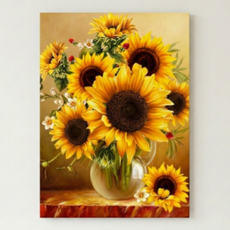 Wezen 帆布型 畫框型 鑽石畫 DIY 套組 40 × 50cm, 向日葵花瓶, 1套