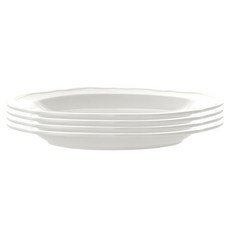 Prelude 簡約線條橢圓義大利麵碗, 4個, 白色