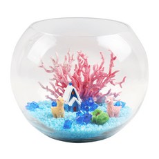 加濕圓形玻璃球25魚缸套組, 藍色