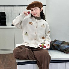 女童南瓜針織開襟衫