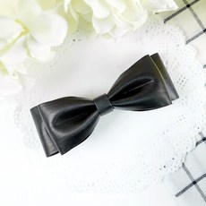 Modebebe handmade人造皮革雙蝴蝶結自動髮夾