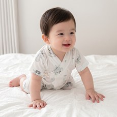 베베니즈 신생아용 순면프린팅 배냇 반팔 우주복