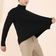 TENCLO 蜜桃絨高領T恤, 黑色