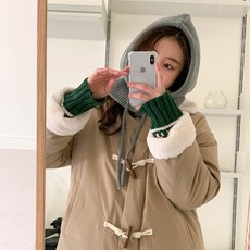 린다샵 코비가 베이직 버튼 스트링 니트 후드워머 cpacc364k2c, 그레이, 1개