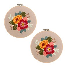 Enasu 初學者大花簡易刺繡DIY套組, 2套, 山谷裡的百合