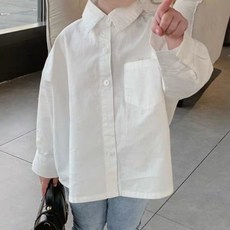 EYOUMONG 兒童寬鬆版翻領口袋長袖襯衫 E6S326