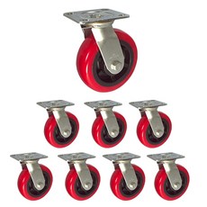 MASTER. S 不銹鋼腳輪 152mm 重型不銹鋼 聚氨酯軸套 紅色 平板 旋轉 S DS 3360 PUP-S, 8個