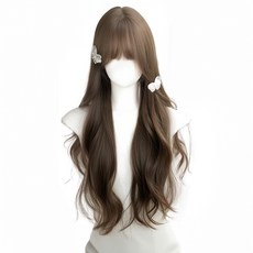 Chichills Andion 有瀏海長波浪全頂假髮 ONE SIZE 60cm 12059, 灰褐色, 1個