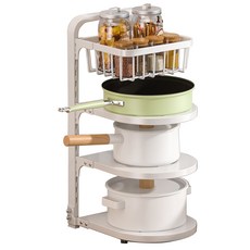 Amelie平底鍋鍋子籃子收納架, 白色, 4層