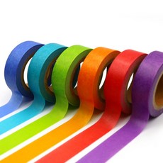 半霧面基本素色膠帶 12mm x 7m 6入組, 混色, 1個