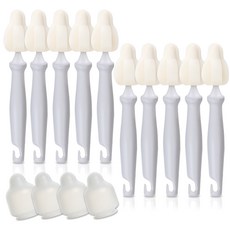 Hibee Mongeuli 迷你嬰兒奶瓶奶嘴清洗刷 10p + 防塵帽 4p, 1組, 淺灰色