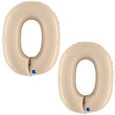 GRABO BALLOONS 數字0鋁箔氣球 大, 2個, 奶油色