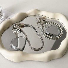 SORIDAL Mude 鏡面銀色愛心鏈條包包鑰匙圈 2件組