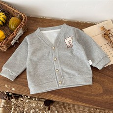 JOYMULTI MK 小熊圈刺繡 長袖針織開襟衫