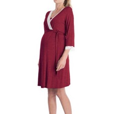 孕婦交叉蕾絲領連身裙