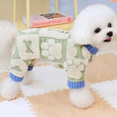 Coco Studio 寵物羊毛腳印連身衣, 綠色, 1個