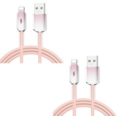 케이스틱 그라데이션 60w 고속충전 A타입-8핀 케이블, 핑크, 2개, 1m