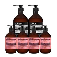 ecoliv 損傷滋潤護髮素 500ml 4入+頭皮護理洗髮精 1000ml 2入, 1套