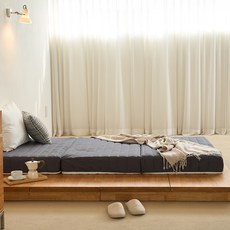 mongshome 2層三折疊式軟硬適中床墊, 14cm, 深灰色