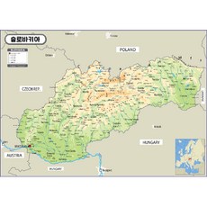 地形塗層型斯洛伐克地圖 110*78cm+世界地圖萬國旗組, 1組