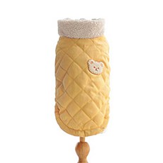 파라다이소 강아지 곰돌이 퀄팅 뽀글이 조끼 패딩 PRDP014, 옐로우, 1개