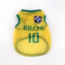 더플로우 국가대표 축구선수 우리 강쥐 반려동물 유니폼 조끼, 브라질, 1개