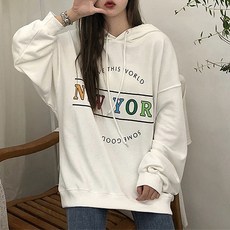 알록달록 뉴욕 프린팅 임산부 후드티
