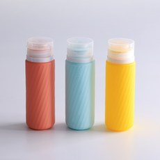 Hiji 矽膠旅行用分裝瓶 90ml x 3入組, 1套, B 粉彩