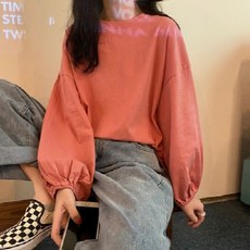 안다로미 여성용 퍼프소매밴딩 라운드티