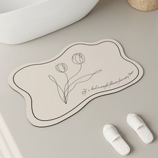 可水洗廚房浴室防滑珪藻土地墊, 白色