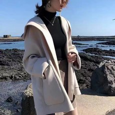 PEONIST 女款大連帽寬鬆版型休閒大衣