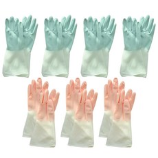 BARAM 多功能漸層橡膠手套 M號 藍色 4雙+粉色 3雙, 混色, 1套, 中( M)