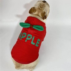 Luv U 蘋果帽飾 狗狗連帽T恤, 紅色