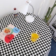 포홈 핸드메이드 헬로우 체크 테이블보, 블랙베어, 1개, XL(120 x 200 cm)