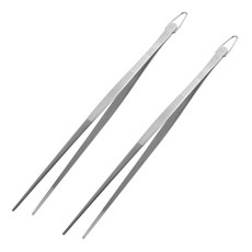 i-MATE 304不銹鋼烹飪鑷子多用途鉗子尖頭, 銀, 2個