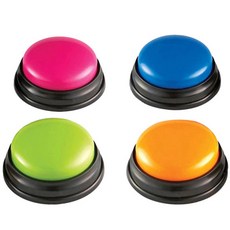 반려동물 녹음벨 버튼식 장난감, 핑크, 블루, 그린, 옐로우, 1세트