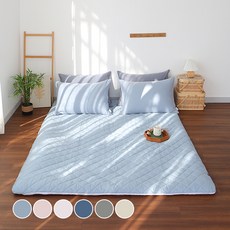 韓國 amante Cottonbell 純棉絎縫床墊套, 石藍色