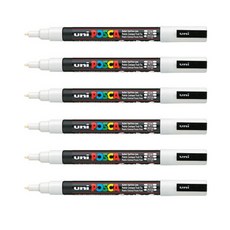 POSCA 彩色麥克筆 PC-3M WHITE, 6個, 1色
