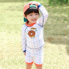 bay-b 幼童 Line Boy 防曬防磨衣上下裝 + 泳帽組