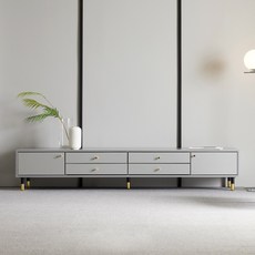 장인가구아이브 로지 모던 E0 TV 낮은 거실장 2100 방문설치, 그레이