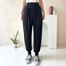 잘빠진 여성용 냉감 통기성 볼드 밴딩 핀턱 쿨 조거팬츠