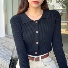 앤드스타일 여성용 로미카라 골지 니트 가디건 261214