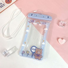 卡通手機保護防水包, 氣墊藍色停止熊, 1個