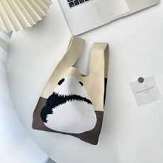 소리달 여성용 모후 판다 니트 경량 토트백