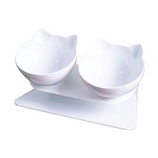 Anco貓咪愛好者保護頸部2格餐具組, 全白（球）、白（台）, 1套