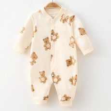 JOYMULTI 嬰幼兒睏睏熊圖案長袖連身衣