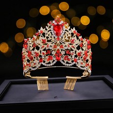 에스텔라 셀프웨딩 왕관 머리띠 avv914, 레드, 1개