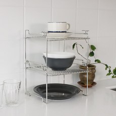 多用途積木式鐵製廚房層架, 銀色, 2個