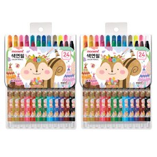 monAmi 按動式彩色鉛筆 24色 (粉紅色) 2入組, 2個