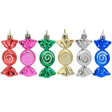 棒棒糖造型聖誕樹裝飾 6入, 彩虹